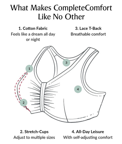 Front-Close Cotton T-Back Wire-Free Comfort Bra