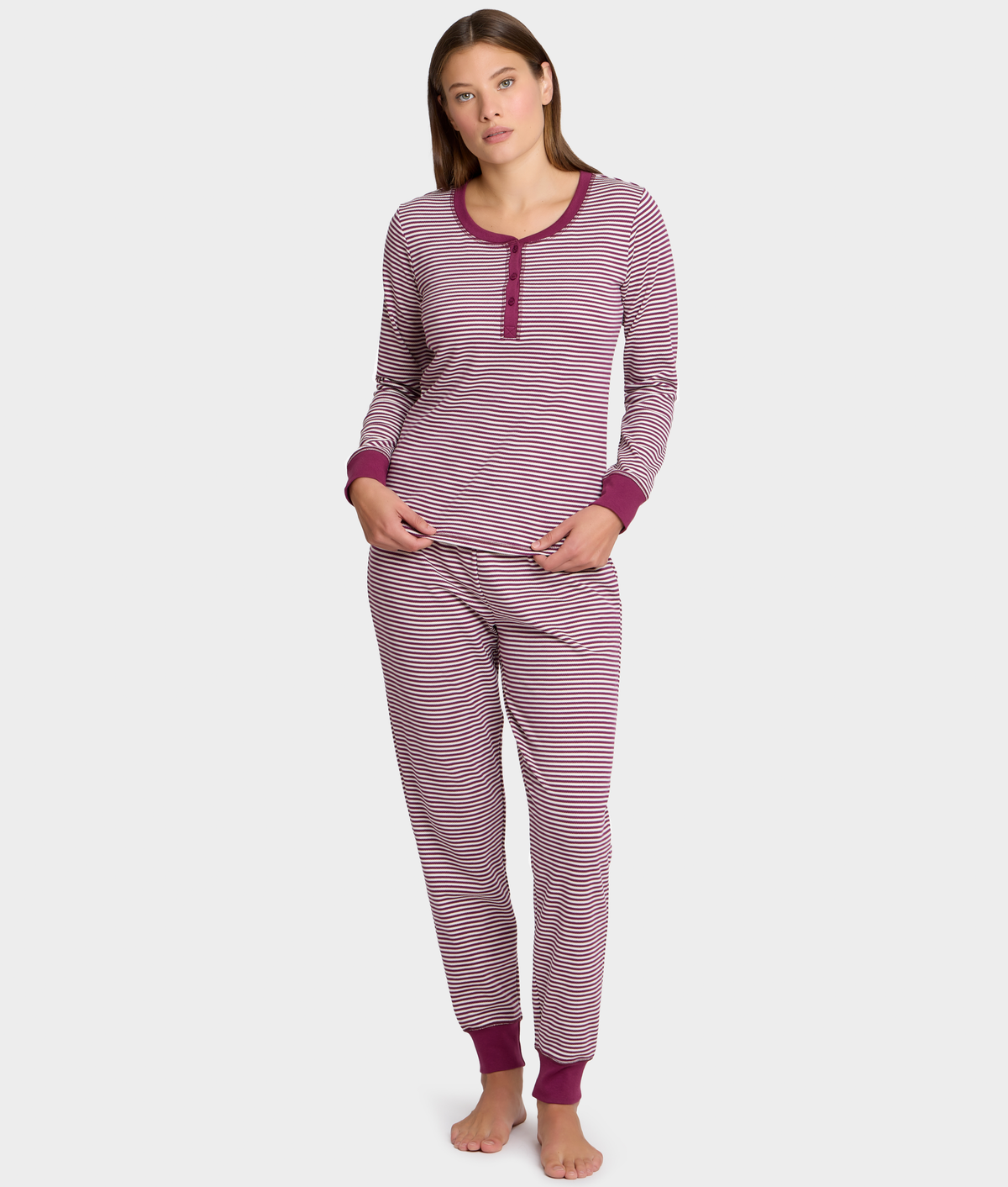 Her Stripe Henley PJ Set
