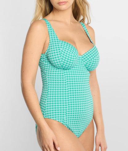Gingham Paloma Underwire Balcony One-Piece Swimsuit