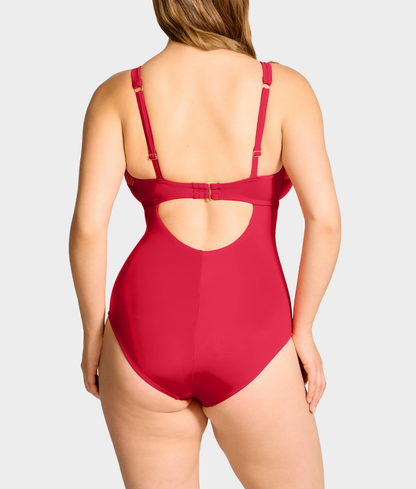 The Slimming Underwire Mesh Plunge One-Piece