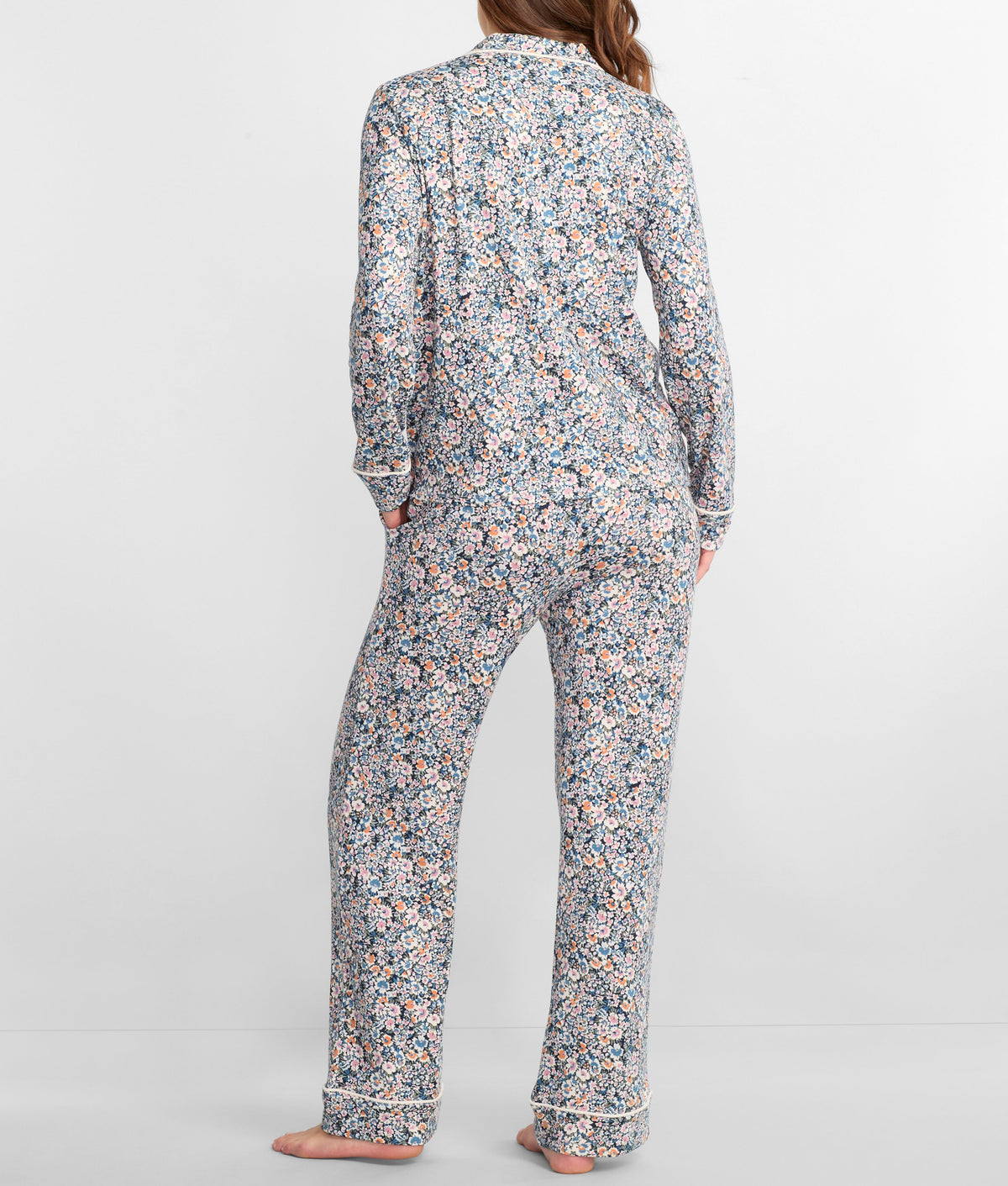 Notch Collar Woven Pajama Set